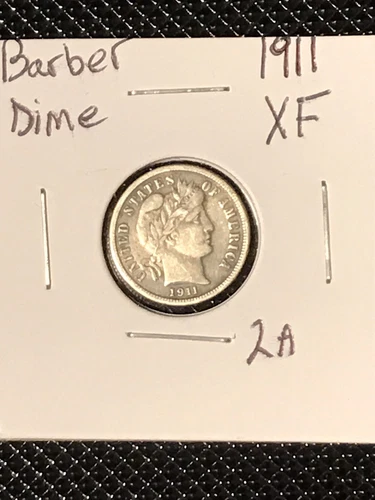 1911 Barber Dime XF Stunning Coin