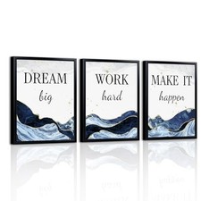 Motivational Office Decor Dream Big Work Hard Make It Happen Blue