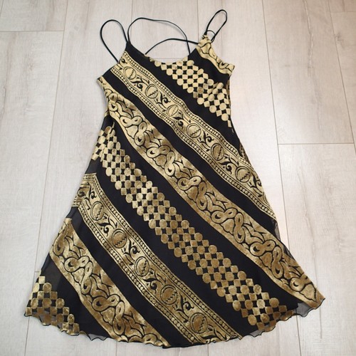 Abito Sagaie Paris tg 2 burnout pizzo velluto fata oro nero - Foto 11 di 21