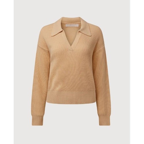 Maglione Rachel Parcell collo scollo V piccolo beige marrone polo maglia a costine vecchi soldi - Foto 13 di 14