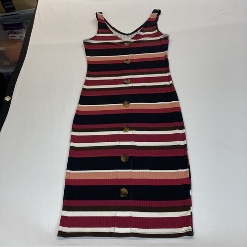 2 Of SET NO BOUNDARIES LADIES WOMENS BUTTON FRONT SUMMER DRESS STRIPED SM 3-5 - Picture 2 of 16