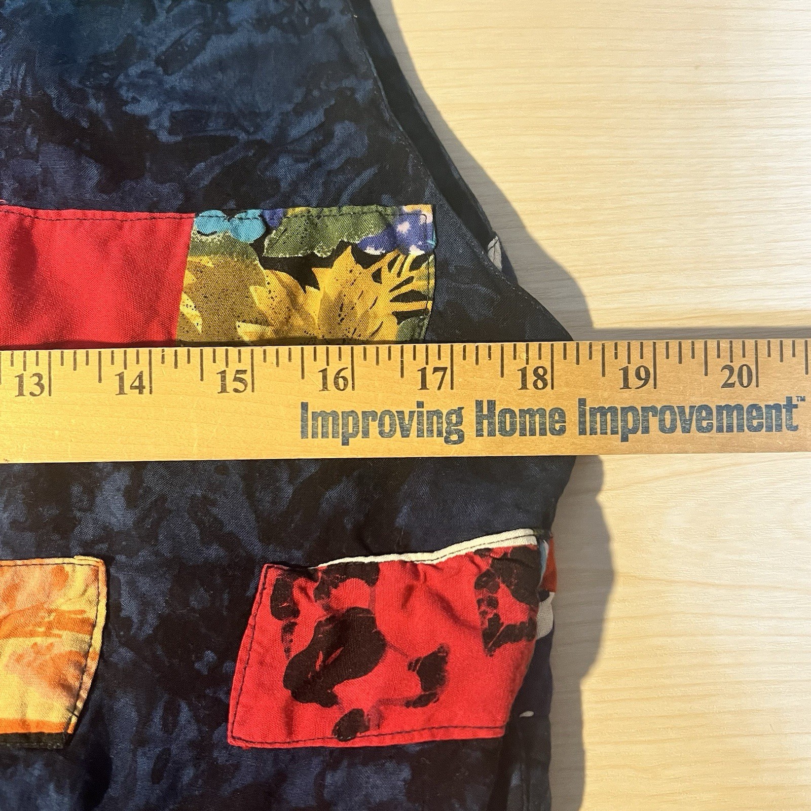 THEO Multi Color Patchwork 4 Button Vest VTG Art … - image 6