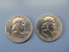 2 Ben Franklin Half Dollar 1951 1963 Silver 90% Coin