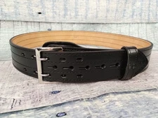 Gould & Goodrich Duty Belt Black Leather 4 Row Stitched Sz 42 VBPD RSP 2.25" NEW