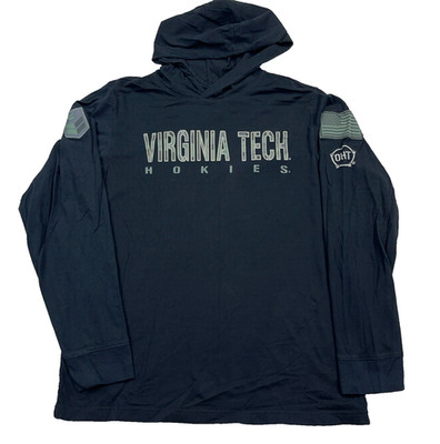 Virginia Tech Hokies Shirt Men Large Black Hooded Hoodie OHT Salute To Troops