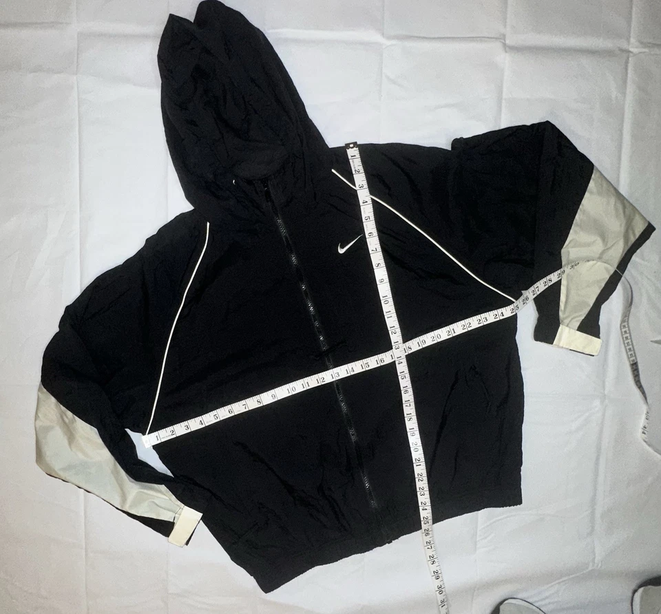 Chaqueta cortavientos vintage Nike para mujer mediana con capucha cremallera completa Swoosh años 90 Y2K Foto 3 de 4