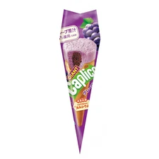 Japan Chocolate-filled Wafer Cone Glico Giant Caplico Grape 1 Piece × 10 packs