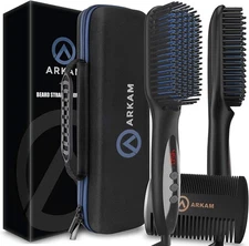 Arkam Premium Heated Beard Brush Kit w/Anti-Scald Feature For Men
