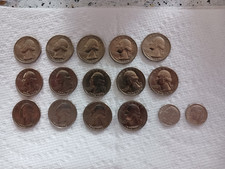 VINTAGE COIN LOT OF 14 BICENTENIAL QUARTERS SILVER DIMES 1963-D  1964-D