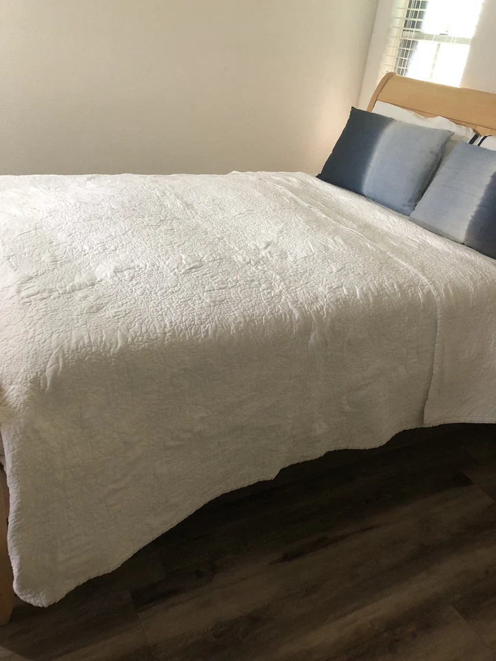 "Edredón matelasse Simply Shabby Chic 100 % algodón tamaño king blanco usado en excelente estado 103 x 92""" Foto 4 de 4