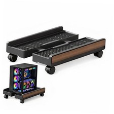 Adjustable Mobile Computer Tower Stand, Ventilated CPU Stand with Locking Black