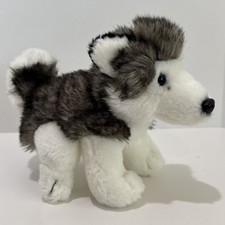 Unipak Siberian Husky Plush 8 Gray White Stuffed Dog Blue Eyes