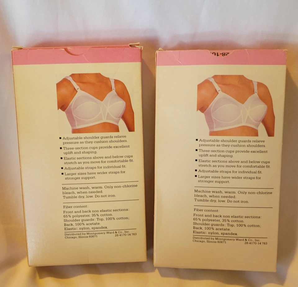 Set of 2 Lot VTG MONTGOMERY WARD WHITE BRA 38 C NIB 28-10603 FULL SUPPORT NEW - Image 4 of 4