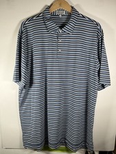 PETER MILLAR Summer Comfort Golf Polo Shirt Performance Striped Blue White 2XL