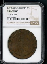 GREAT BRITAIN TWO PENCE 1797 SOHO KING GEORGE III COIN NGC AU DETAILS     A158