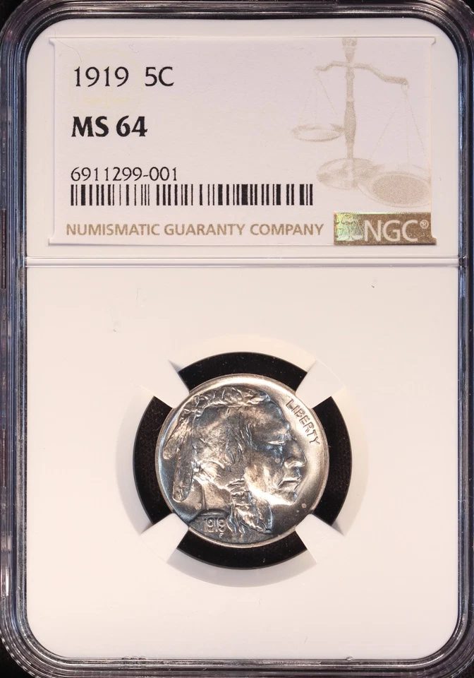 1919 P Buffalo Nickel, NGC MS64, Very Choice BU, Blistering Luster! - Image 3 of 4