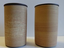Rare Hornsea Roseate Studio Pottery Style Brown Cylinder Vase x2 