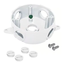 Round Metal Weatherproof Electrical Outlet Box with (5) 1/2 Inch Holes, White