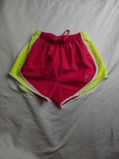 Nike Dri Fit Tempo Running Shorts Girls Size XS Pink Green Athletic Drawstring