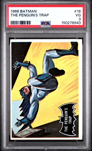1966 Topps Batman Black Bat #16 The Penguin's Trap — PSA 3