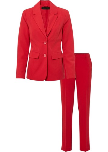 2-tlg Hosenanzug mit Viskose-Anteil Gr. 50 Tiefrot Damen Hosen-Anzug Neu