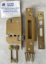 ERA 5 Lever British Standard Mortice Sash Lock 63mm 2.5” Brass + 2 Keys