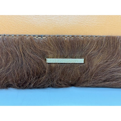 NWT Rebecca Minkoff Envelope Leo Clutch Bag Calf Hair Sand Leather Zipper Trim - Picture 3 of 8