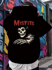 Men's MISFITS Graphic Hoodie - Black Punk Rock Sweatshirt with Skeleton Head, Ho