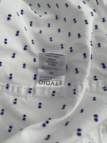 TWO Jeff Banks Studio Men's business shirts size 18 cotton white/blue - Picture 14 of 24