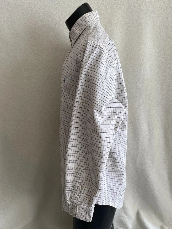 Рубашка мужская Polo Ralph Lauren 16x34 кремовая клетчатая с длинным рукавом хлопковая на пуговицах - Изображение 3 из 4