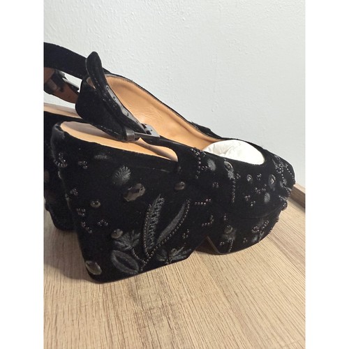 Clergerie Black Doucet Velvet Platform Slingback Sz 10 Suede NWT - Picture 3 of 11