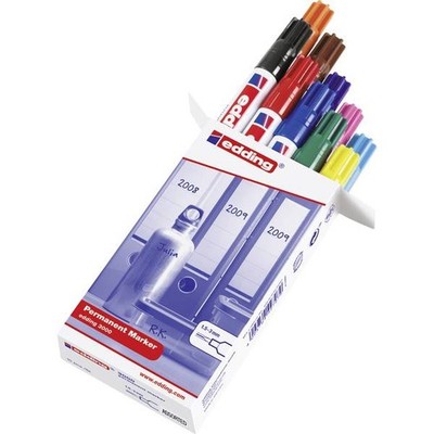 Edding 4-3000-999 3000 Indelible Marker Black, Red, Dark Blue, Dark Green