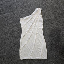 Halara Dress Womens Medium White One Shoulder Ruffle Short Mini Basic Stretchy