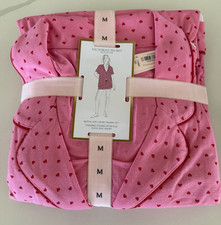 Victoria's Secret Women's Short Sleeve Top  Shorts Pajama Set Pink/Red Md NWT
