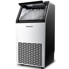EUHOMY Commercial Ice Maker Machine,100lbs/24H Stainless Steel Under Counter Ice