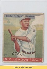 1933 Goudey Big League Chewing Gum R319 Heinie Manush #47 HOF READ d0u