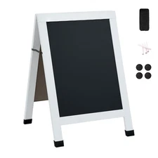 30" x 20" Chalkboard with Chalk and Eraser - White by Sunnydaze