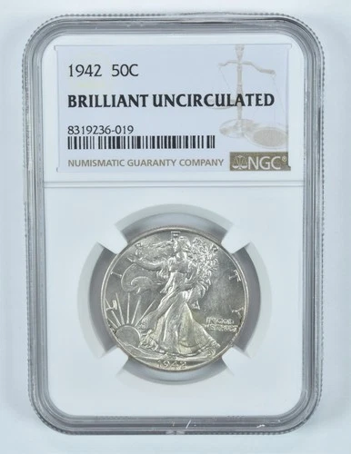 1942 Walking Liberty Half Dollar BU NGC Brown Label *0376