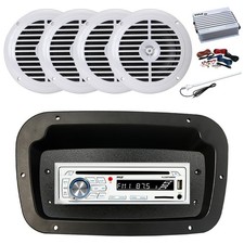 Pyle Marine CD Radio,Adapter,Spa Bezel, Ant,Amp,Kit, 4x 6.5" 120W White Speaker