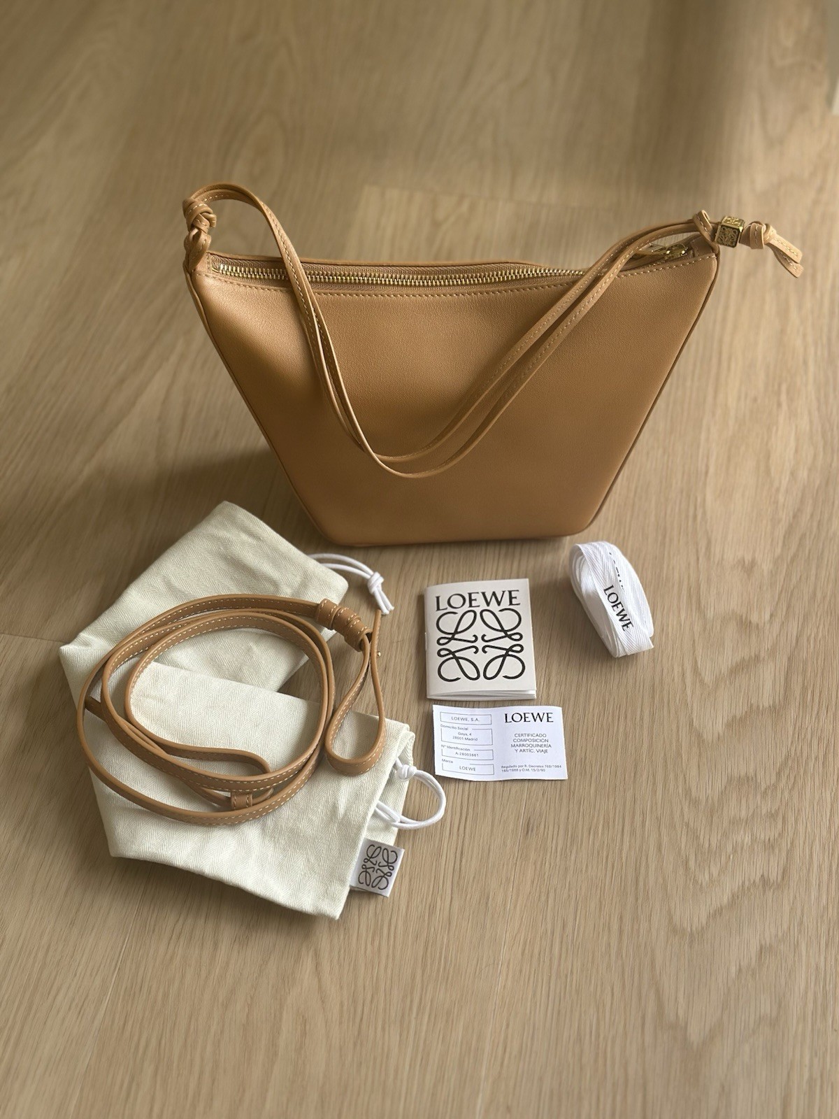 LOEWE Mini Hammock hobo in classic calfskin (TAN) Shoulder And Crossbody Bag