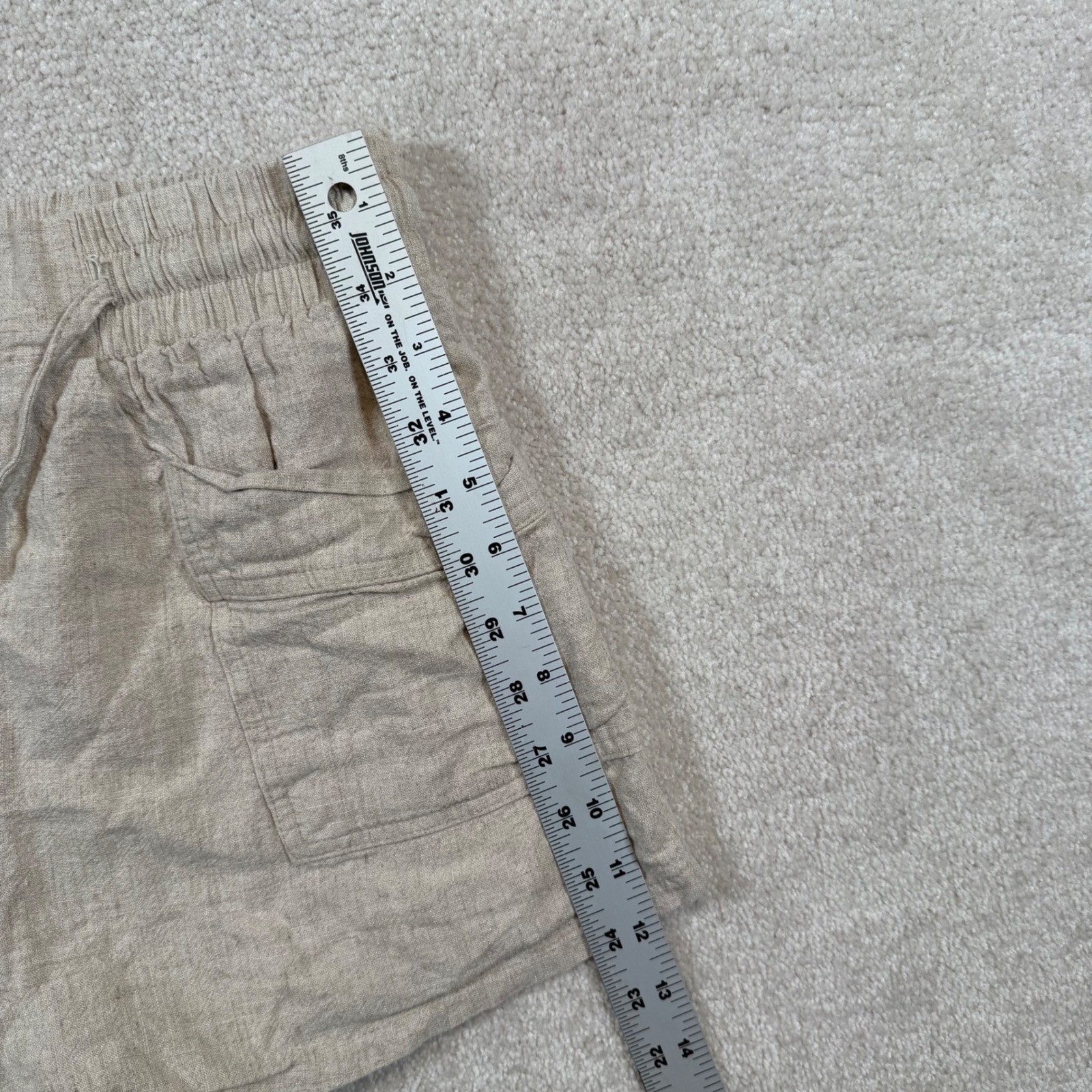 Drawstring Linen Polyester Lined Shorts High Wais… - image 5