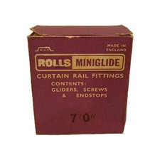 Vintage Rolls Miniglide Curtain Glide Rail Stop Ends Fits 7Ft Old Advertising 