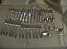 Vintage 34-Piece Silver Plate Flatware,Priscilla,Lady Ann,1960 NICE