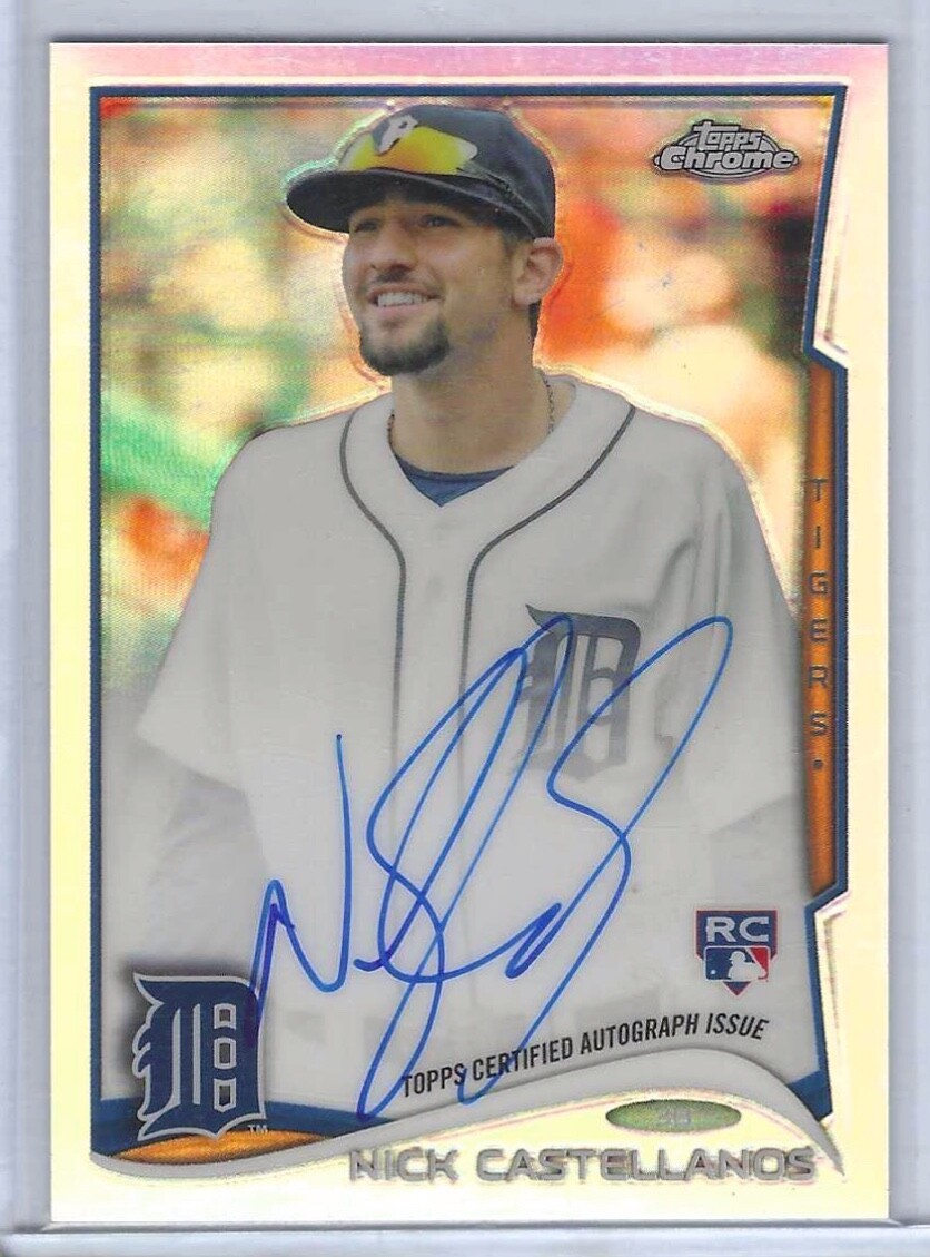 NICK CASTELLANOS 2014 TOPPS CHROME REFRACTOR ROOKIE AUTO RC #d 317/499