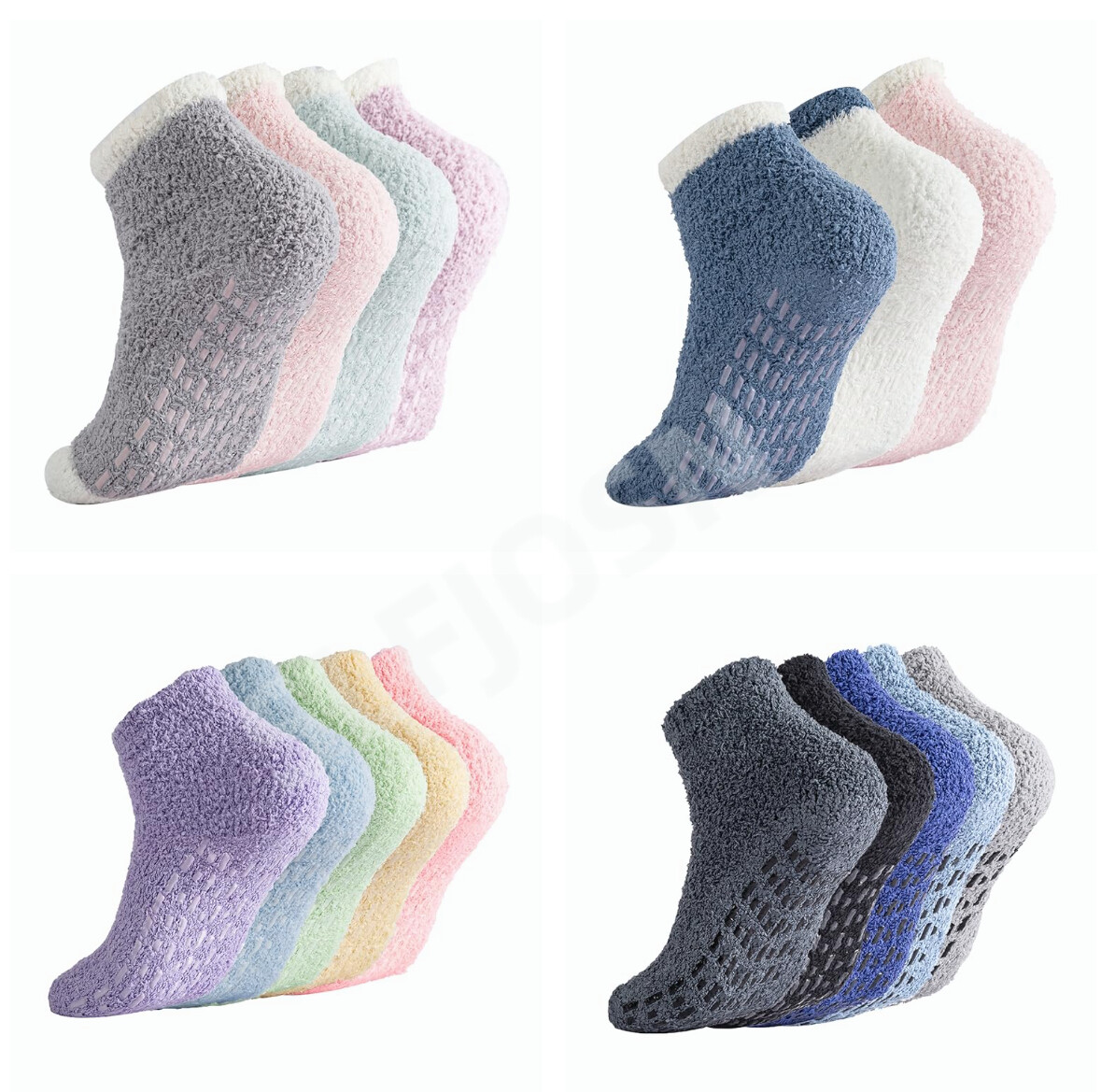 3/4/5/6 Women's Non Slip Socks Hospital Socks Grip Cozy Fuzzy Warm Thick  Slipper