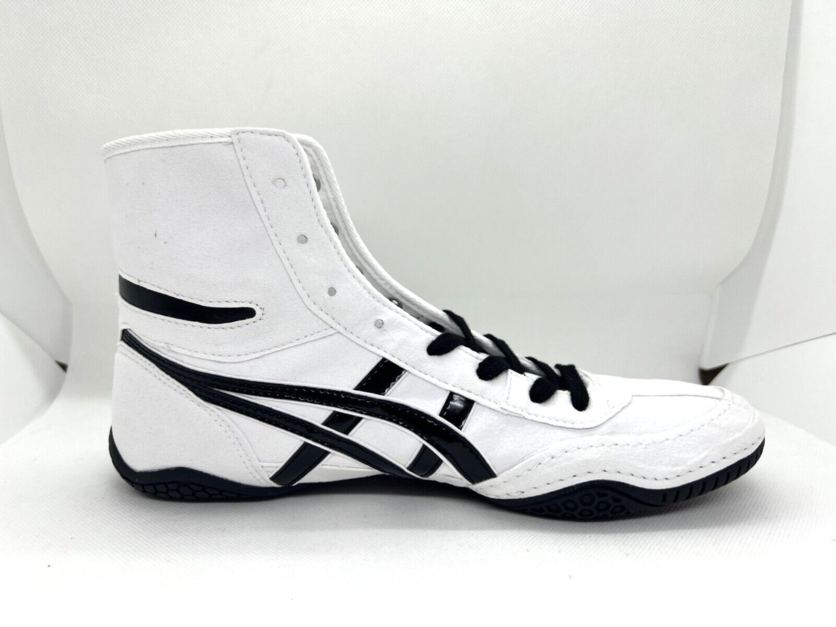 asics Boxing Wrestling Shoes White Black Line White Heel Black NEW