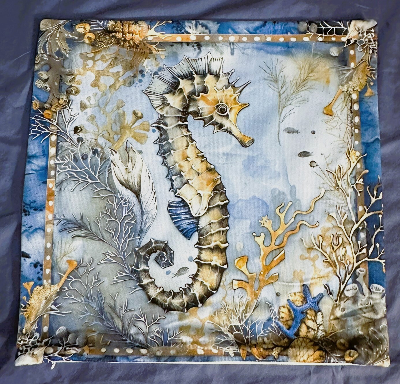 Throw Pillow Cover Shell Case Coastal Beach Seahorse NO PILLOW INSERT-SHELL ONLY-image