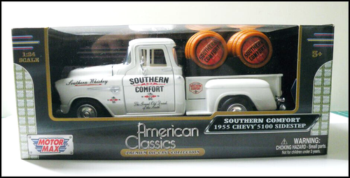 1955 White Chevy 5100 Sidestep Southern Comfort Diecast Pickup +2 Barrels - Bild 10 von 11