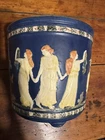Weller American Art Pottery Blue Ware Dancing Grecian Lady Jardinere Vase 11x9.5