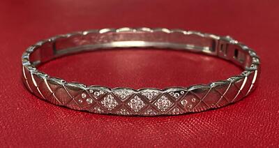 Genuine CHANEL Coco Crush 18K White Gold & Diamond Bracelet Size L
